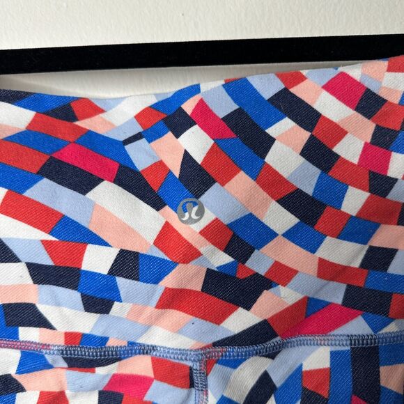 Lululemon Wunder Under Multi Blue Red White Geometric Capoeira Leggings 8 - Picture 7 of 13
